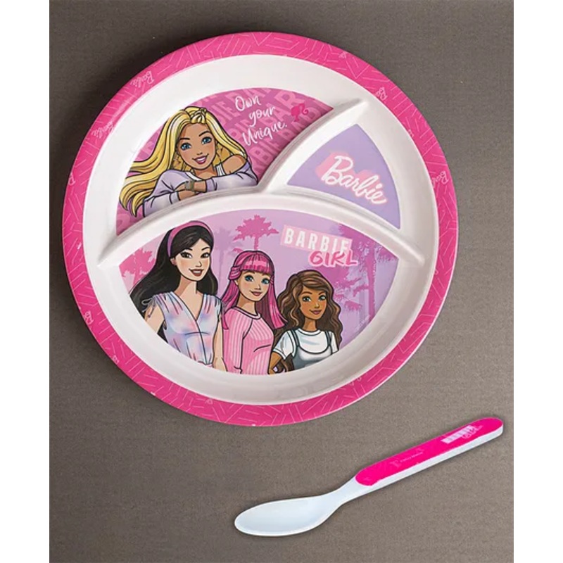 Superware Melamine Kids Partition Plate with spoon -Barbie Wispy Forest