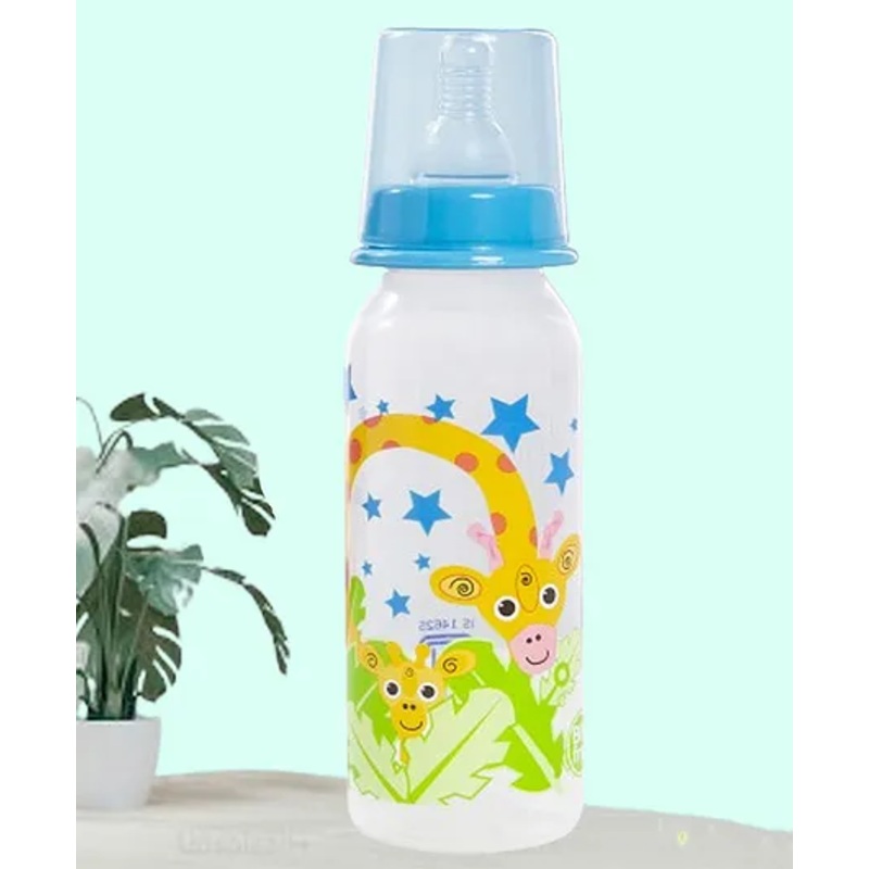 The Cheeky Kidzz Baby Feeding Liquids Milk Feeder Polypropylene Slim Neck 250 ml Bottle Sipper With  Anti Colic Silicone Nipple BPA Free (BLUE)