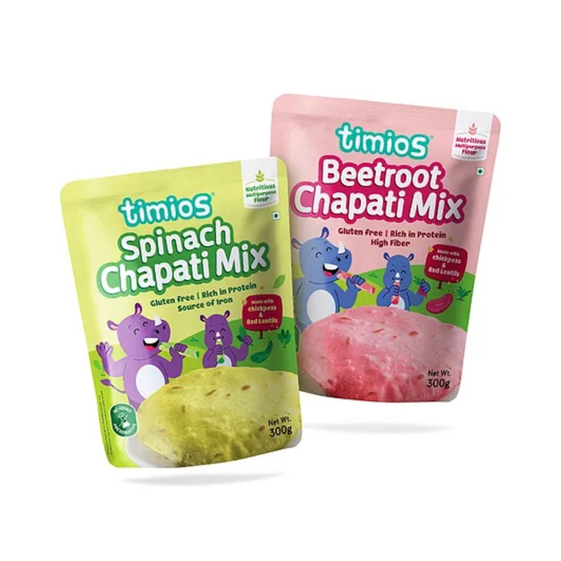 timios Gluten Free Spinach Chapati Mix & Beetroot Chapati Mix Pack of 2 – 300 g each