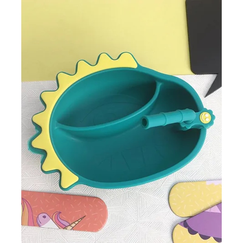 Two Compartmented Bowl With Detachable Straw – Green