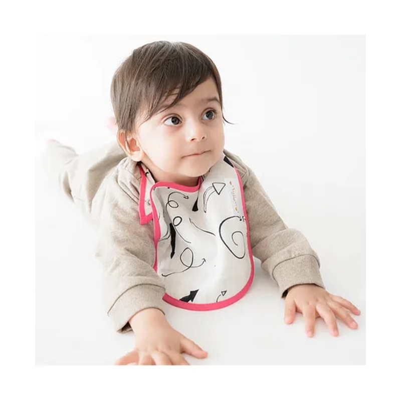 Yellow Doodle Doodle Arrows Printed Reversible Organic Cotton Muslin Bib & Burp Cloth Set – Multicolour