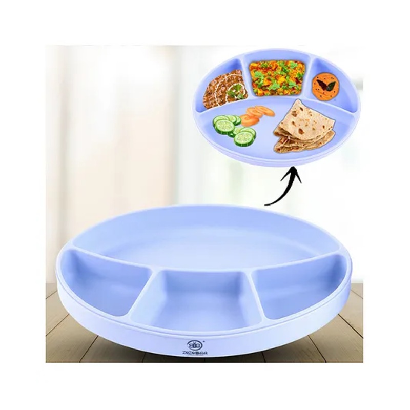 ZoZoBaa Silicone Plate for Babies Toddlers & Kids |Suction Base Divided Portion BPA-Free, Non-Slip, Microwave & Dishwasher Safe | Plate for Baby, Purple