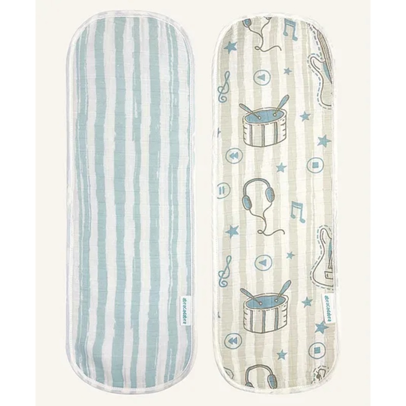 Abracadabra Muslin Burp Pad Pack Of 2 Rockstar Print – Blue