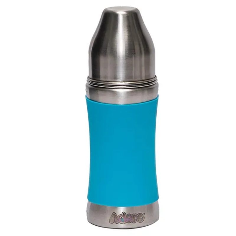 Adore Premium Baby Stainless Steel Feeding Bottle With Sleeve Blue – 250 ml