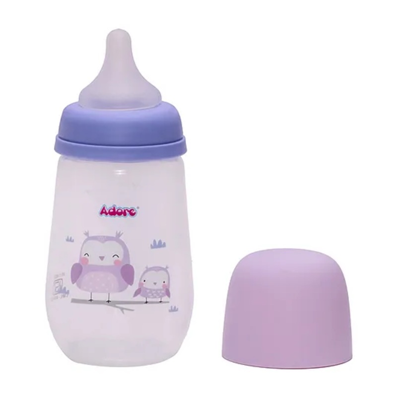 Adore  Skoot Wide Neck Feeding Bottle With First ever Dual Anti-colic System – 250ml Purple Owl