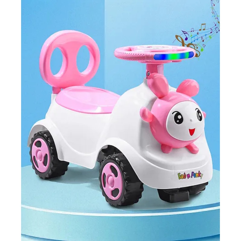 Baby Panda Deluxe Ride-On with LED Lights & Music and Under Seat Storage – Pink