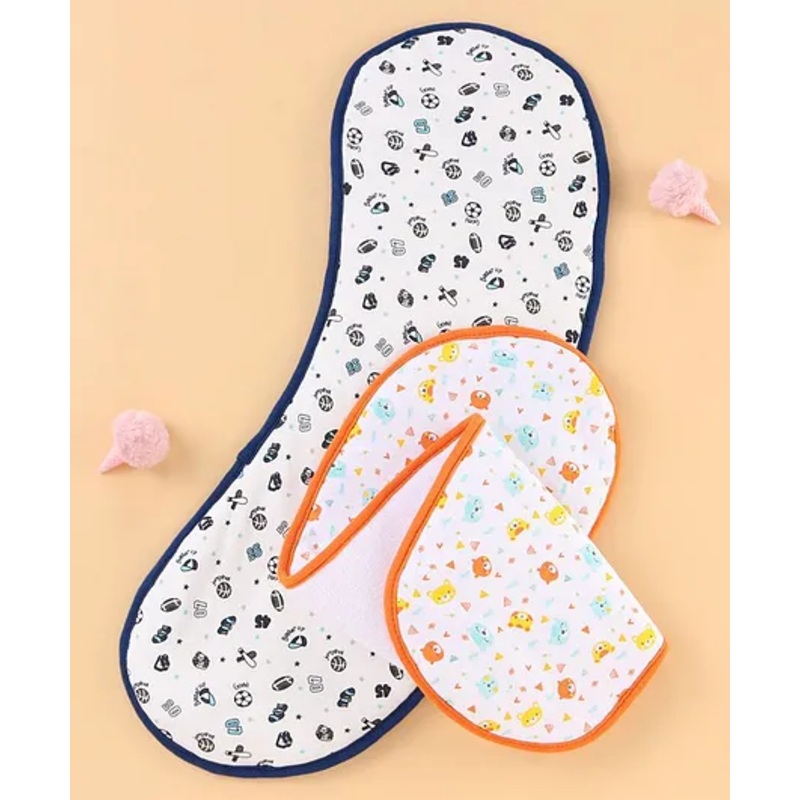 Babyhug Cotton Burp Cloths Multiprint Set of 2 – White