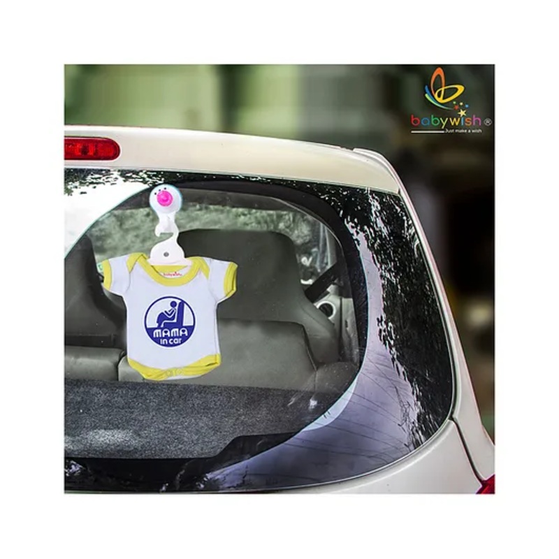 babywish Baby on Board Car Decals Cloth Safety Sign Board Come with One Hanger & One Large Vacuum Suction Cups Mama in Car- Yellow