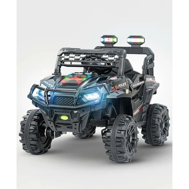 Baybee Police Edition Battery Operated Jeep for Kids, Ride on Baby Car with Music & Light | Kids Jeep Rechargeable Battery Car (Black)