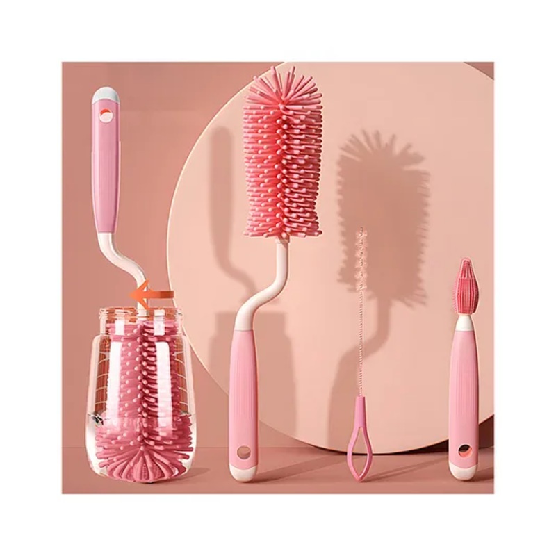 Bembika Baby Bottle Brushes: The Ultimate Bottle Brush Set For Your Baby Feeding Bottle Brush And Nipple Cleaner Brush Needs Pink Set of 3
