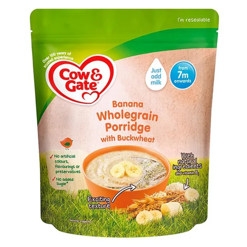Cow & Gate Wholegrain Baby Porridge with Buckwheat & Banana – 200 g