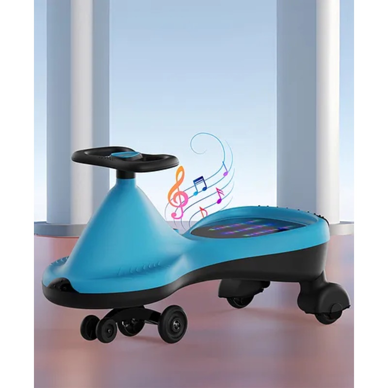 Kids Swing Car with Light & Music | Easy to Handle| Built for Rough Play| Encourages Physical Activity| Smooth Wheels| Colorful LED Lights – Blue
