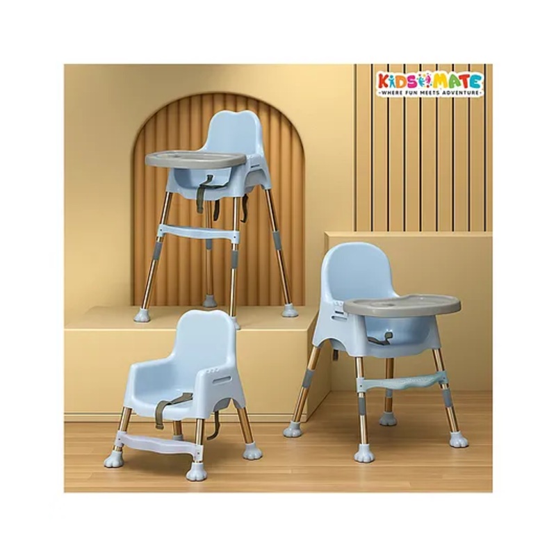 Kidsmate 3-in-1 Baby High Chair | Adjustable Feeding & Activity Chair with Removable Tray | Footrest & Safety Belt Baby Chair for 6-36 Months | Lightweight, Easy to Clean | Up to 20kg – Light Blue