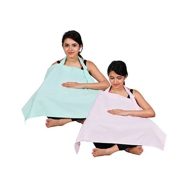 Lulamom Full Coverage Extra Wide Nursing Cover Pack Of 2 LM27014 – Light Pink & Green