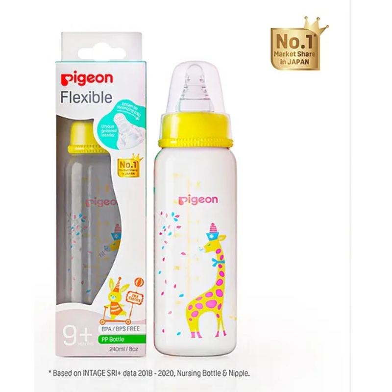 Pigeon Premium Giraffe Baby Feeding Bottle Peristaltic Clear Nursing Bottle L -240ml