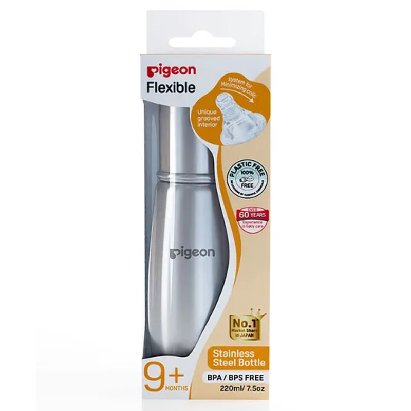 Pigeon Steel Baby Feeding Bottle Large Size – 220 ml