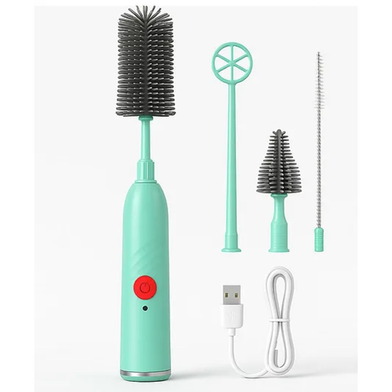 The Little Lookers Electric Baby Bottle Brush Cleaner  360 Rotating, Rechargeable, Water-resistant & Portable (Green)