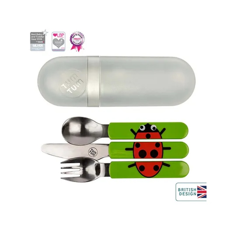 Tum Tum Easy Scoop Children’s Cutlery Set with Travel Case – Green