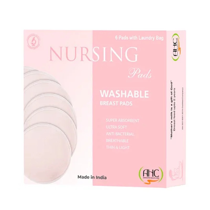 Zikku Washable Maternity Nursing Breast Pads With Laundry Bag 6 Pads – Pale Pink