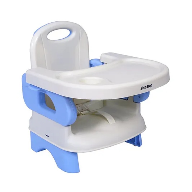 1st Step 0 Blue 1st Step 2 in 1 Portable Booster Seat Cum Feeding Chair with 2 Level Height Adjustment and 5 Point Safety Harness-Blue