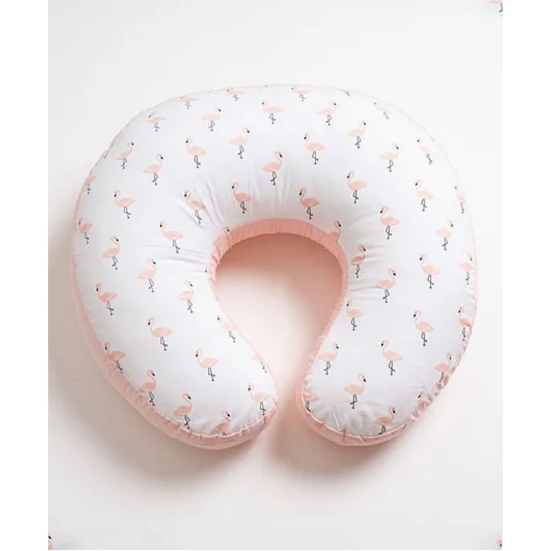 Aariro Organic Cotton Nursing Pillow Cover Tropical Flamingo