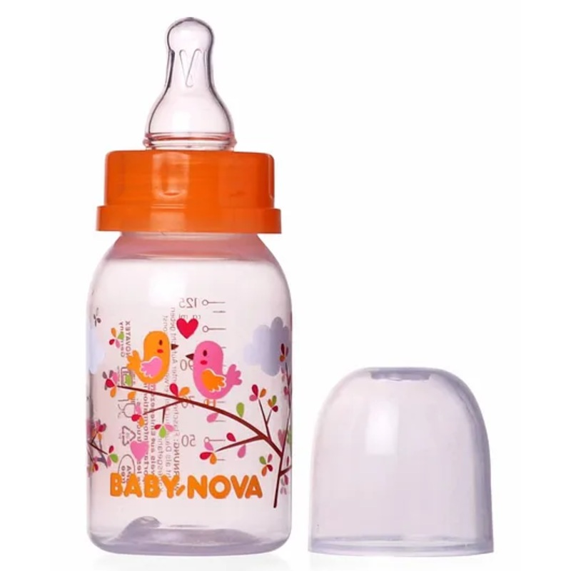 Baby Nova Polypropylene Feeding Bottle Bird Print Orange – 125 ml