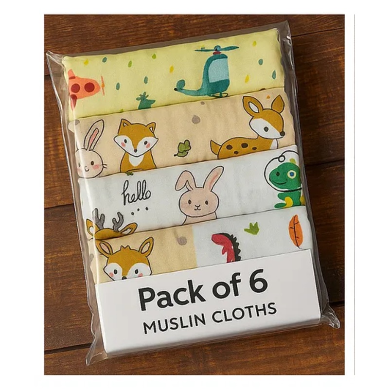 Badal Kidz Premium Muslin Baby Hanky – Ultra Soft, Absorbent, Multipurpose Cloth for Newborns & Infants Set of 6