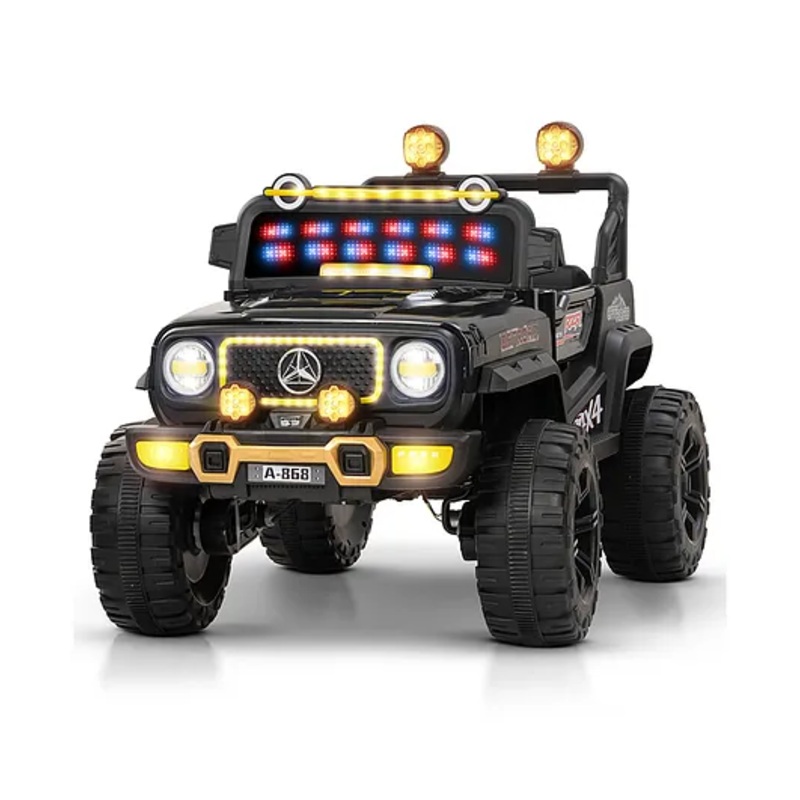 Baybee 44 Wrangler Battery Operated Jeep for Kids, Ride on Toy Kid Car with RGB Windshield Light & Music | Electric Jeep Battery Cars | Baby Big Car for Kids (Black)