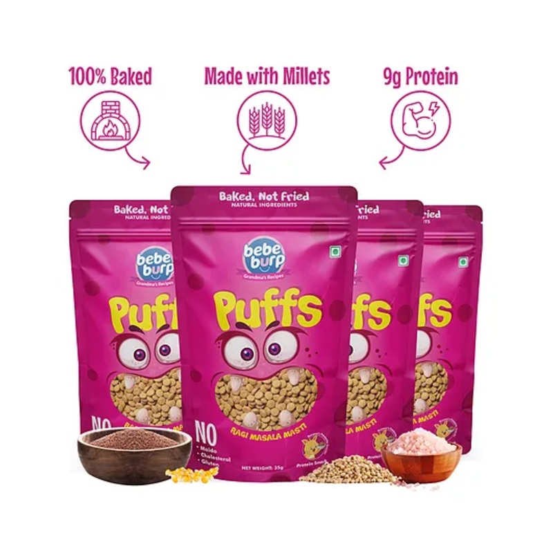 Bebe Burp Grandma’s Super Puffs Ragi Masala Pack of 4 – 35 gms each