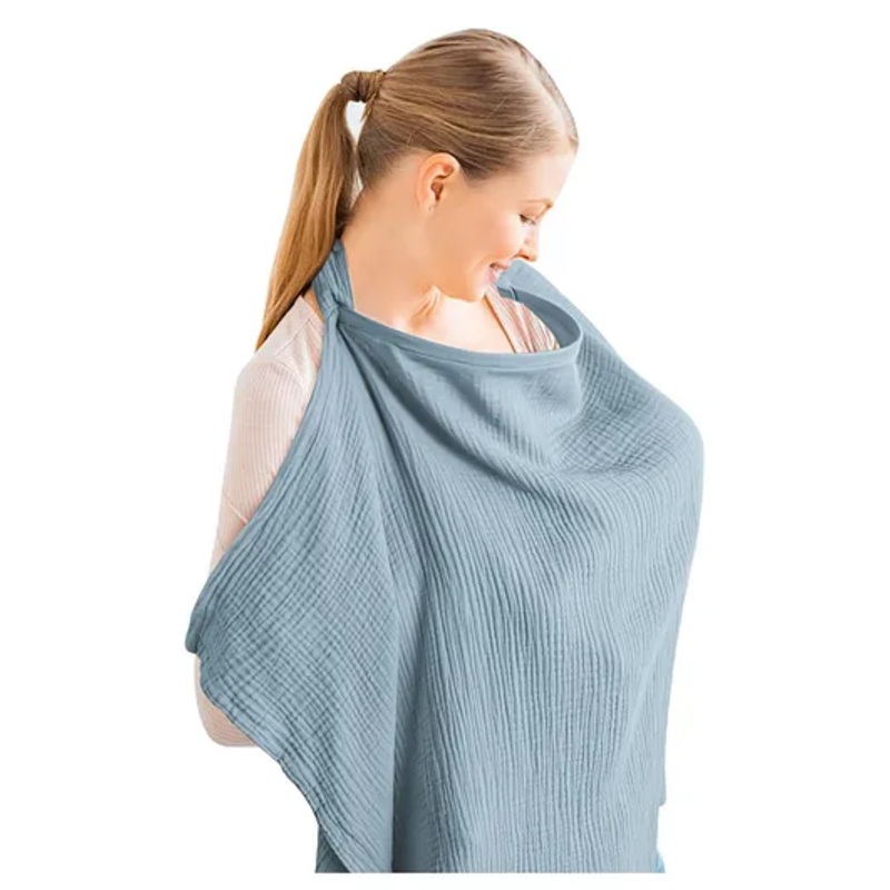 Bembika Baby Breastfeeding Cover -Stylish, Soft & Breathable Nursing Cover for Breastfeeding Feeding Covers for Nursing Mom Breast Feeding Maternity Cotton Apron Scarf-(Light European Blue)