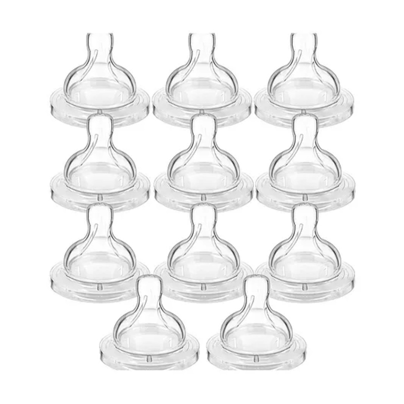 Chinmay Kids Baby Silicone Nipple with Soft Milk Feeding Head in Fast Flow Conical Shape Design for All Newborn, Infant, Toddlers for Steel Feeding Bottles Pack of 11 Transparent