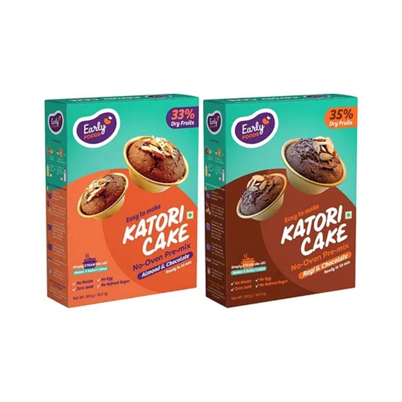 Early Foods Almond Choco & Ragi Choco Katori Cake Mix Pack of 2, 300g Each