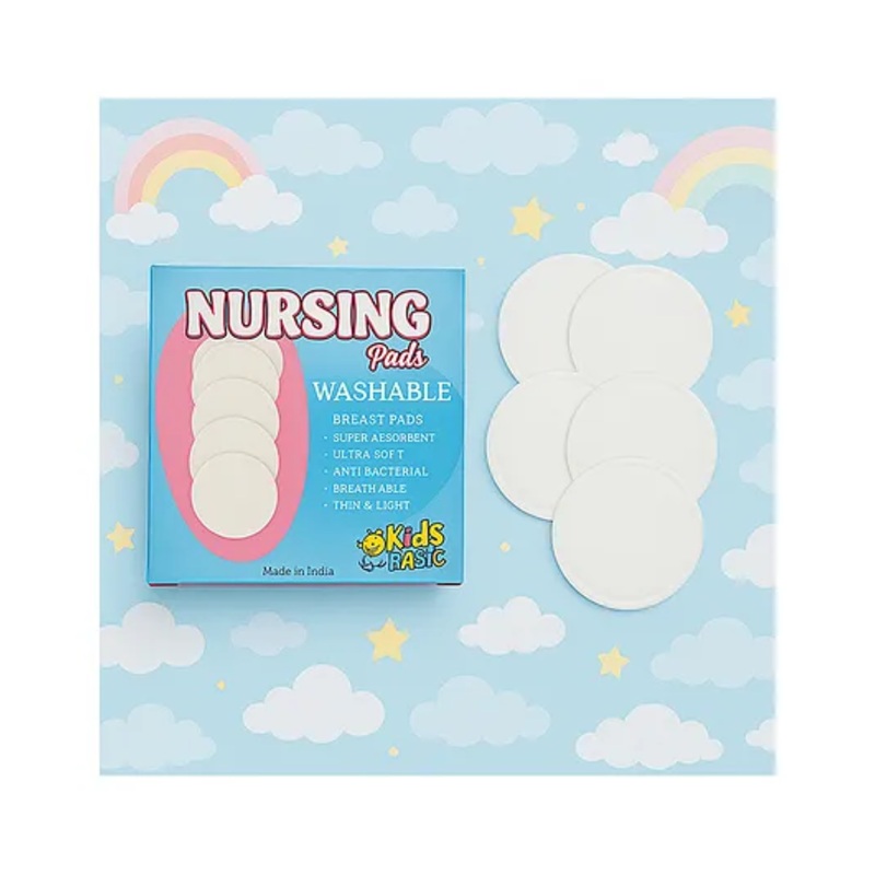 KIDS BASIC Nursing Breast Pads for Feeding Mother Washable, Reusable Soft Breast Pads (Pack of 5)