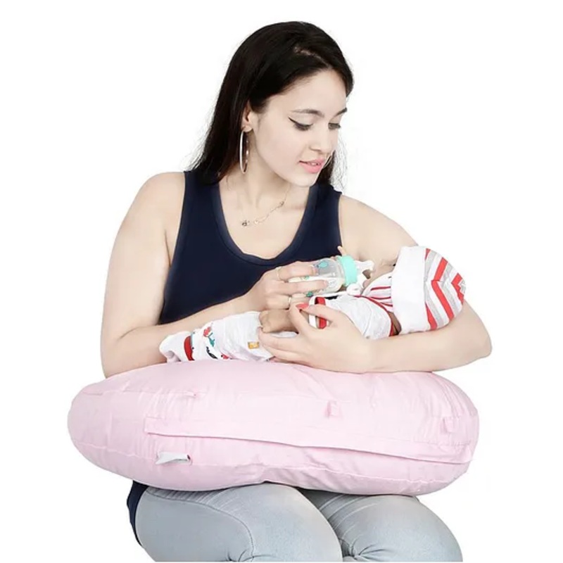 Lulamom Portable Curved Soft Feeding Pillow – Light Pink
