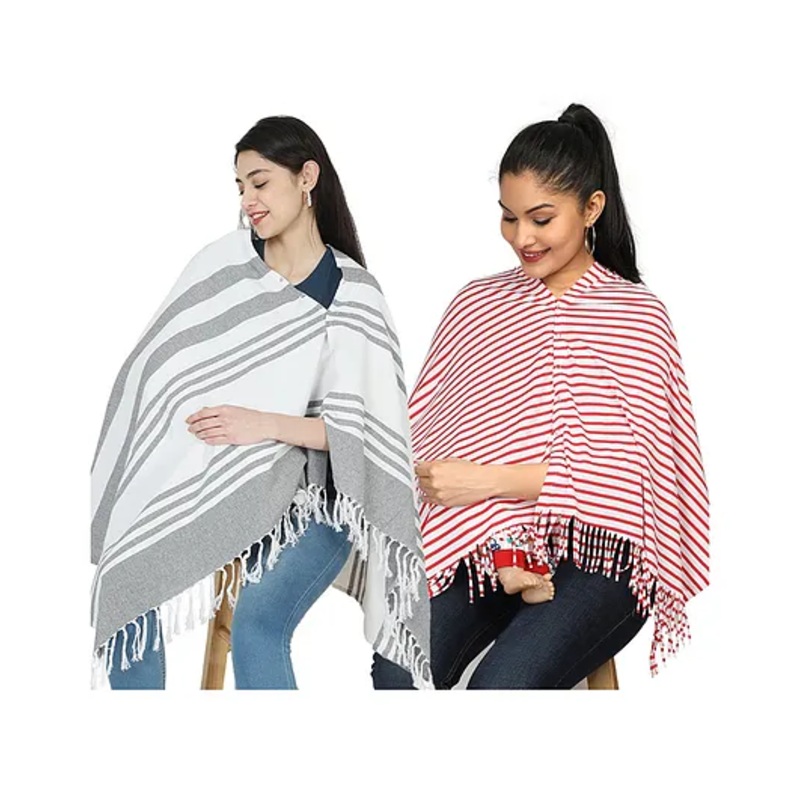 nene Mothers Multi Purpose Large Size Nursing Feeding Scarf-Grey & Red