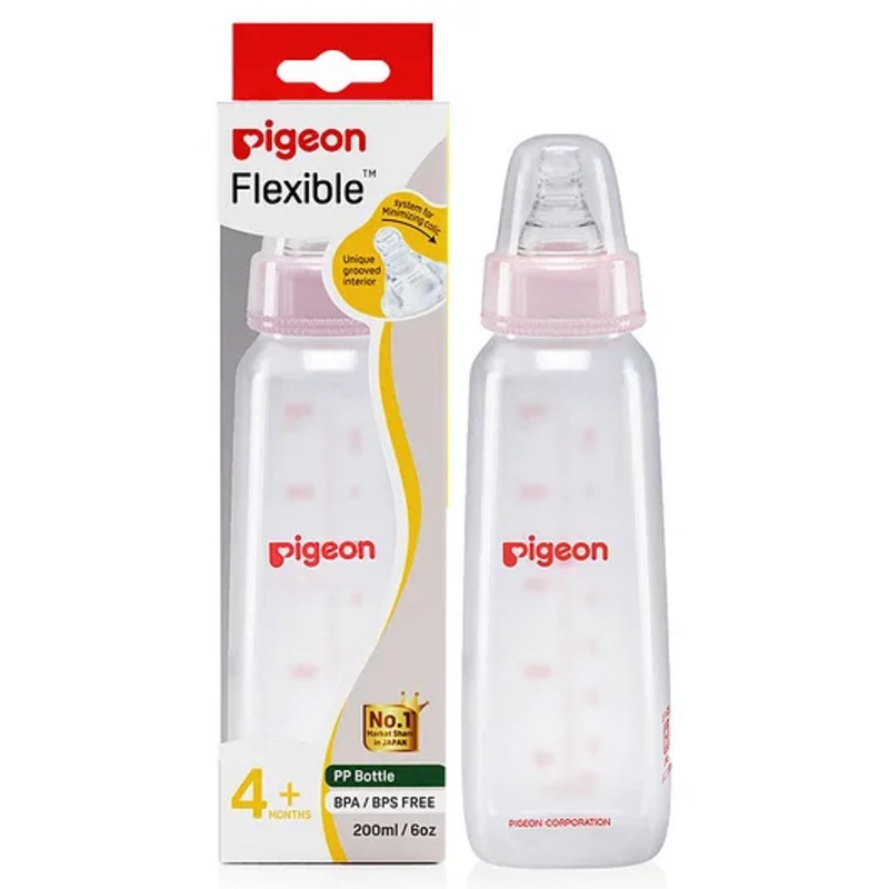 Pigeon Peristaltic Feeding Bottle Nipple Size Medium Pink – 200 ml