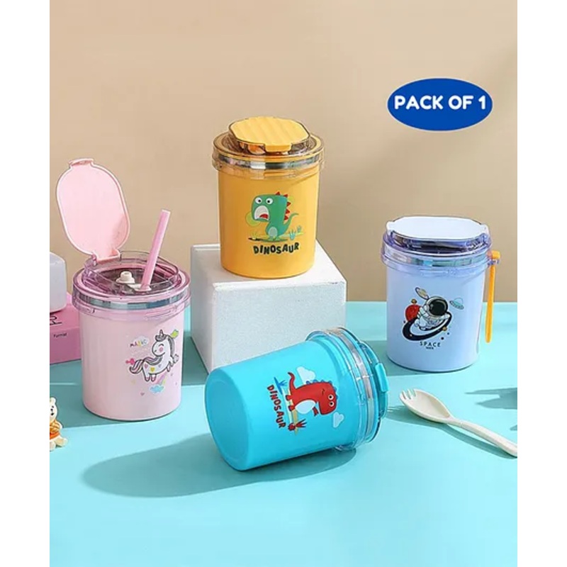 Puchku 530 ml Kids Food Soup Tumbler Stainless Steel Baby Theme Pack of 1