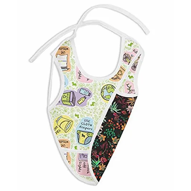 SuperBottoms Printed Apron Style Reversible Bib with Crumb Catcher – Multicolor