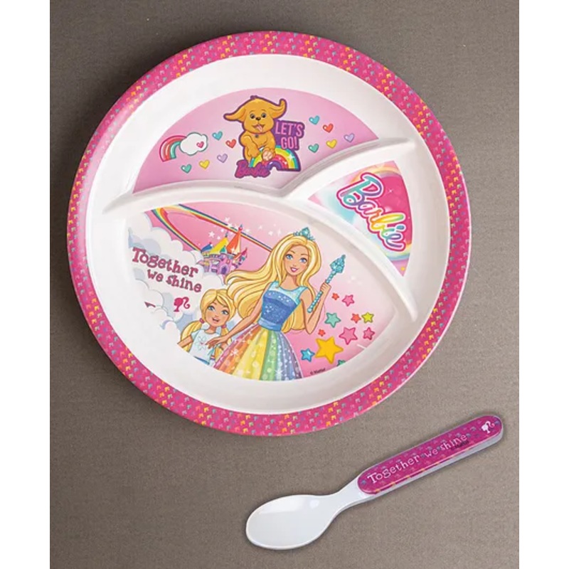 Superware Melamine Kids Partition Plate with spoon – Barbie Shine