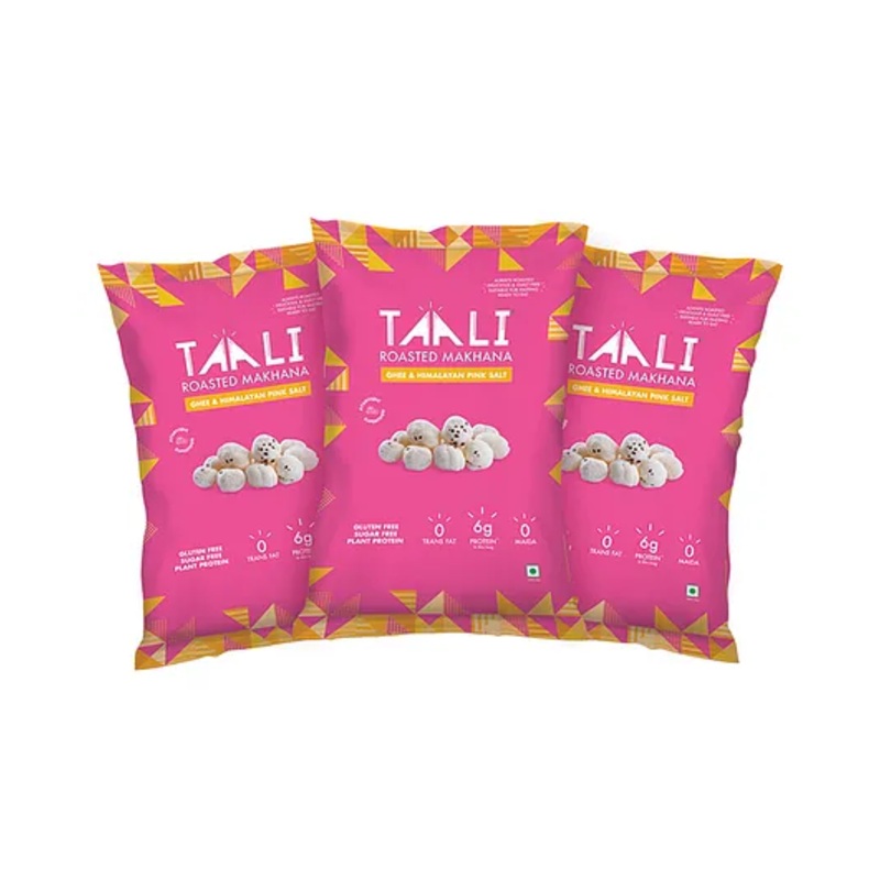 Taali Himalayan Pink Salt Makhana | Roasted-Not fried | Crunchy Superfood Snack for Kids|60 g pack of 3