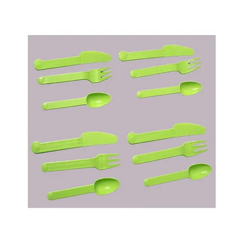 The Cheeky Kidzz Baby Pack of 12 Baby Spoons Set Baby Traning Spoon Gum Friendly Knife Spoon Fork Set BPA Free(GREEN)