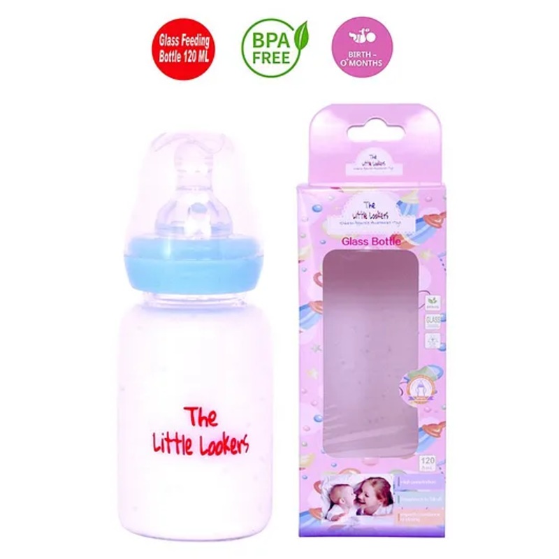 The Little Lookers High Borosilicate Glass Feeding Bottle Blue – 120 ml