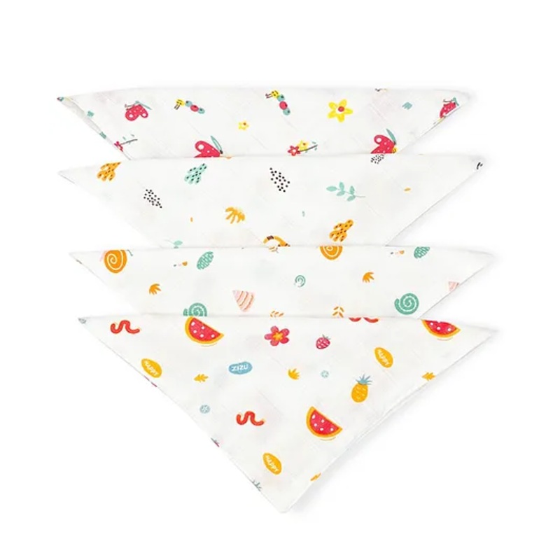 Zizuka Soft Cotton Muslin Washclothe for newborn baby Pack of 4 -Multicolour L 21 x B 21 cm