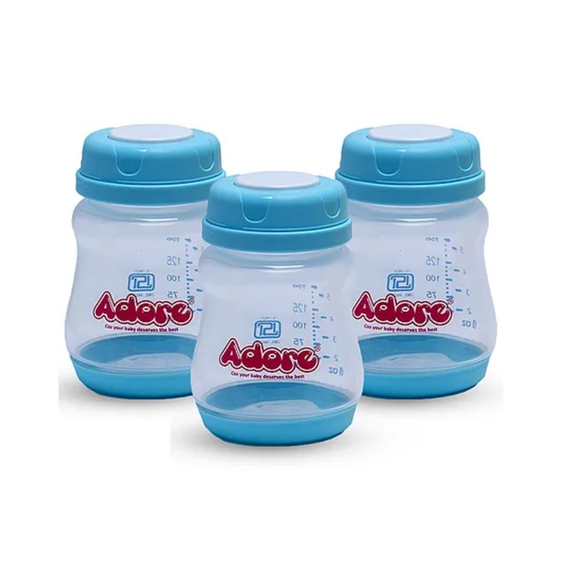 Adore Advanced Ahoy Breast Milk Storage Bottles 150ml Each Capacity Blue-Pack of 3