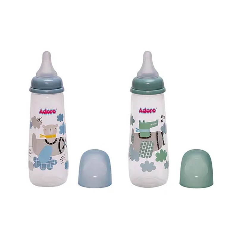 Adore Holland 2 Stage Standard Neck Feeding Bottle 250ml- Pack of 2- Dual Combo- Blue + Green