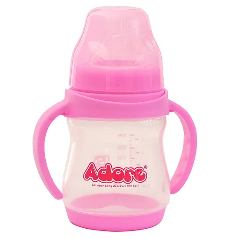Adore Jiggle 2 Stage Wideneck Feeding Bottle with Twin Handle- 150ml- Pink