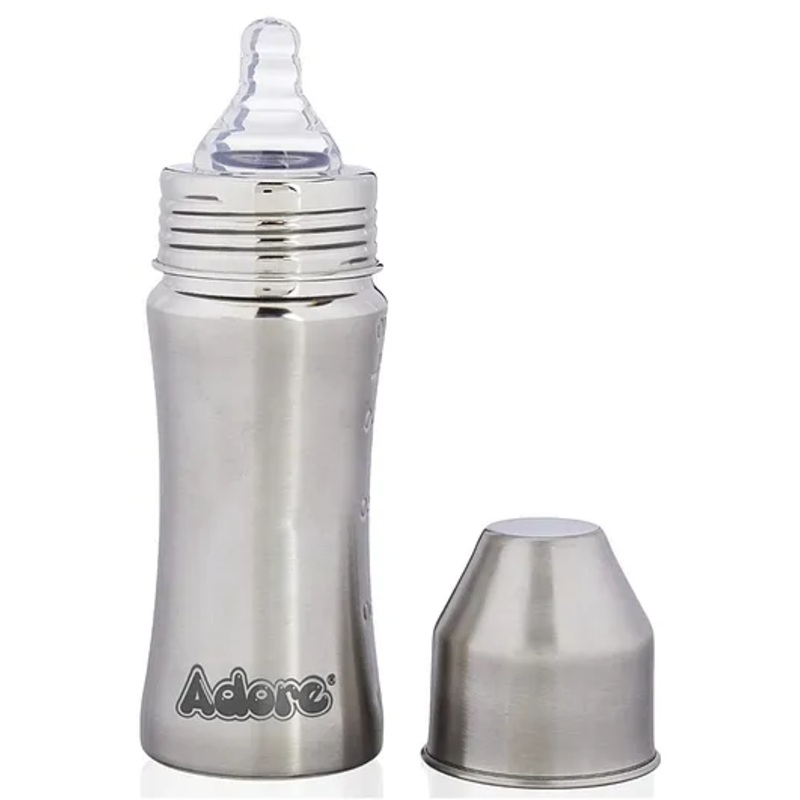 Adore Zion Stainless Steel feeding bottlw with anti-colic teat 250ml