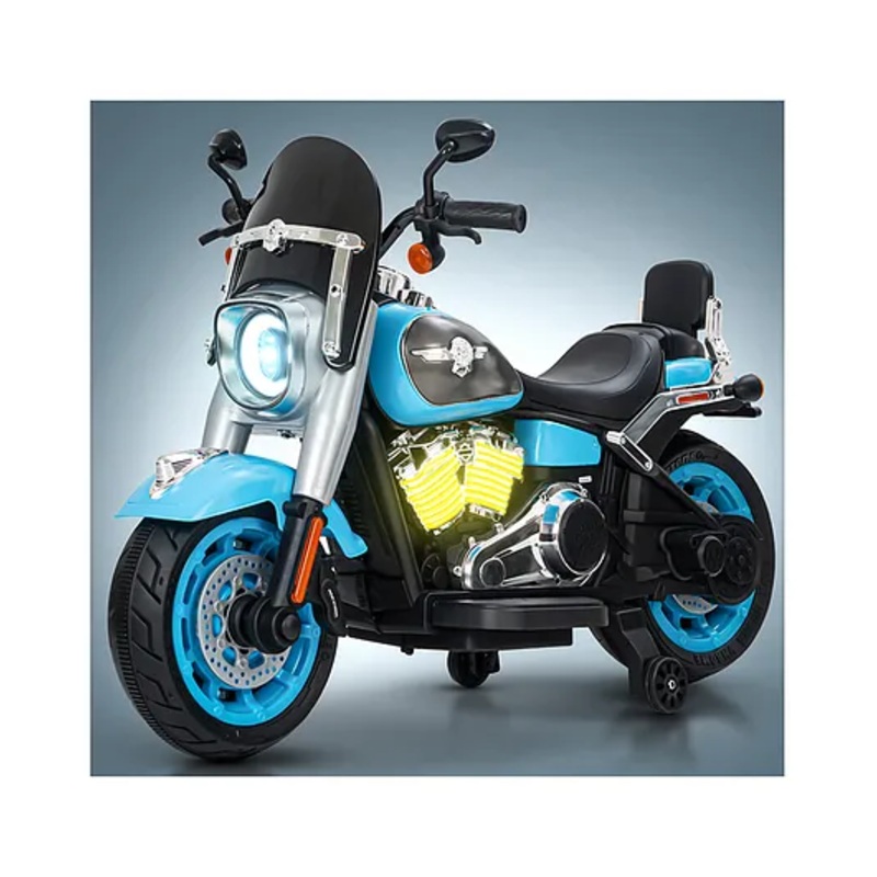 BAYBEE Thunderbolt Baby Battery Operated Bike for Kids with Foot Accelerator, Bluetooth & Music | Ride on Toy Kid’s Bike with LED Light | Baby Electric Bike for Kids (Blue)