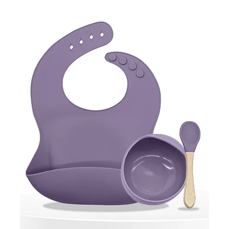 Bembika Baby Dinner Set Silicone Tableware Set For Baby Infant Pack Of 3  Purple