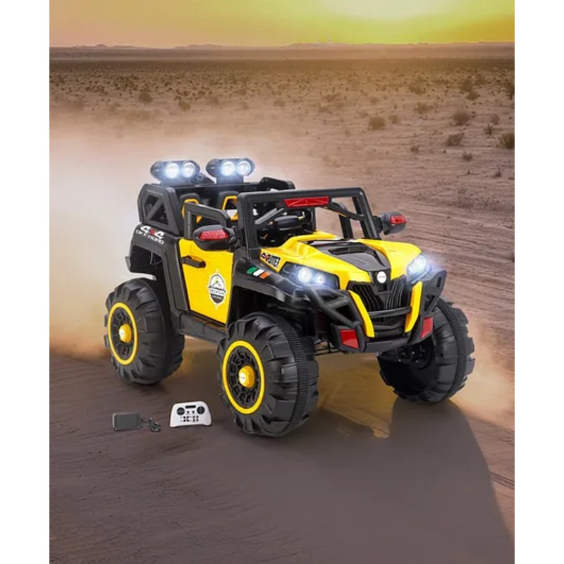Desert Thunder 4X4 Battery Operated Ride On Jeep With Music and Lights – Black & Yellow